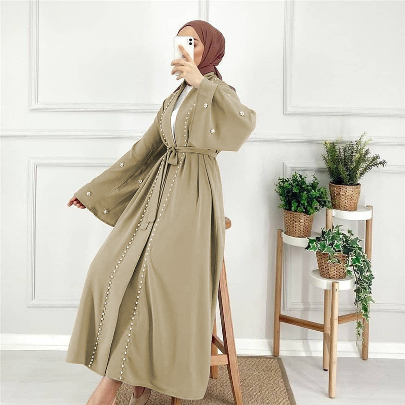 Elegant Pearl Kaftan Abaya - Modest Luxury Dress