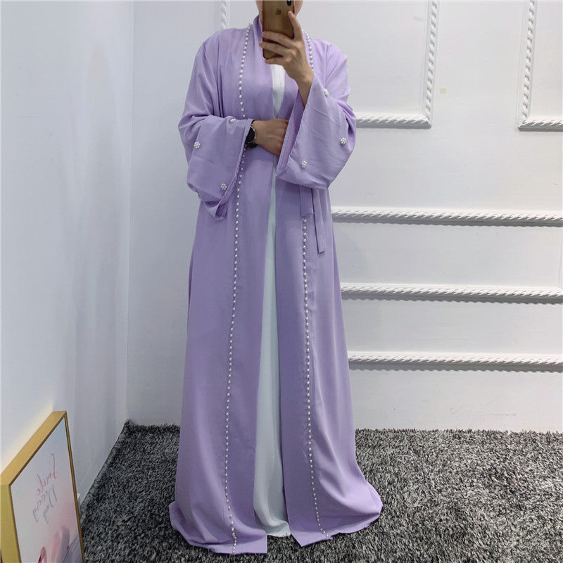 Elegant Pearl Kaftan Abaya - Modest Luxury Dress