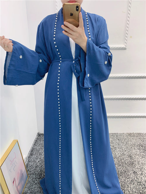 Elegant Pearl Kaftan Abaya - Modest Luxury Dress