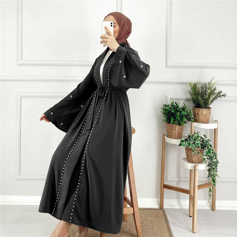 Elegant Pearl Kaftan Abaya - Modest Luxury Dress