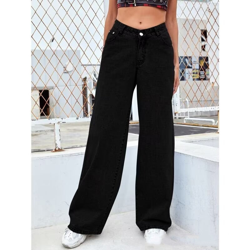 Sweet And Spicy Style High Waist Boy Friend Straight Jeans Women's Clothing