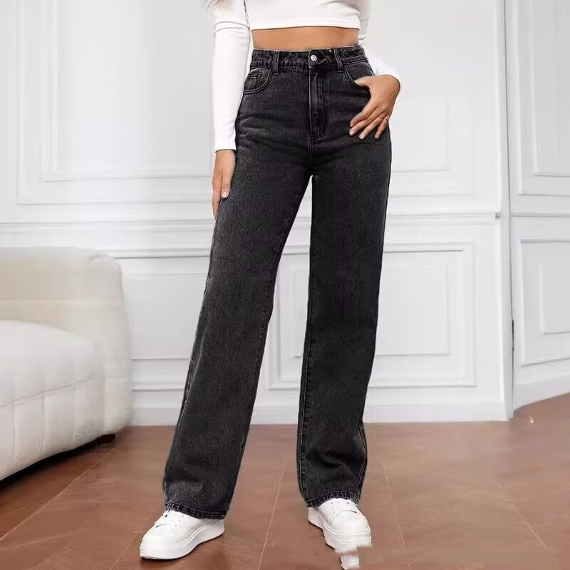 Sweet And Spicy Style High Waist Boy Friend Straight Jeans Women's Clothing